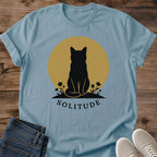 Graphic Tee Collection Cat Silhouette Design Minimalist Cotton Shirt Everyday Comfort Wear Nature Inspired Pattern Sun Circle Wildflower Detail Soft Lightweight Fabric Casual Daily Style Perfect Cat Lover Present Versatile Wardrobe