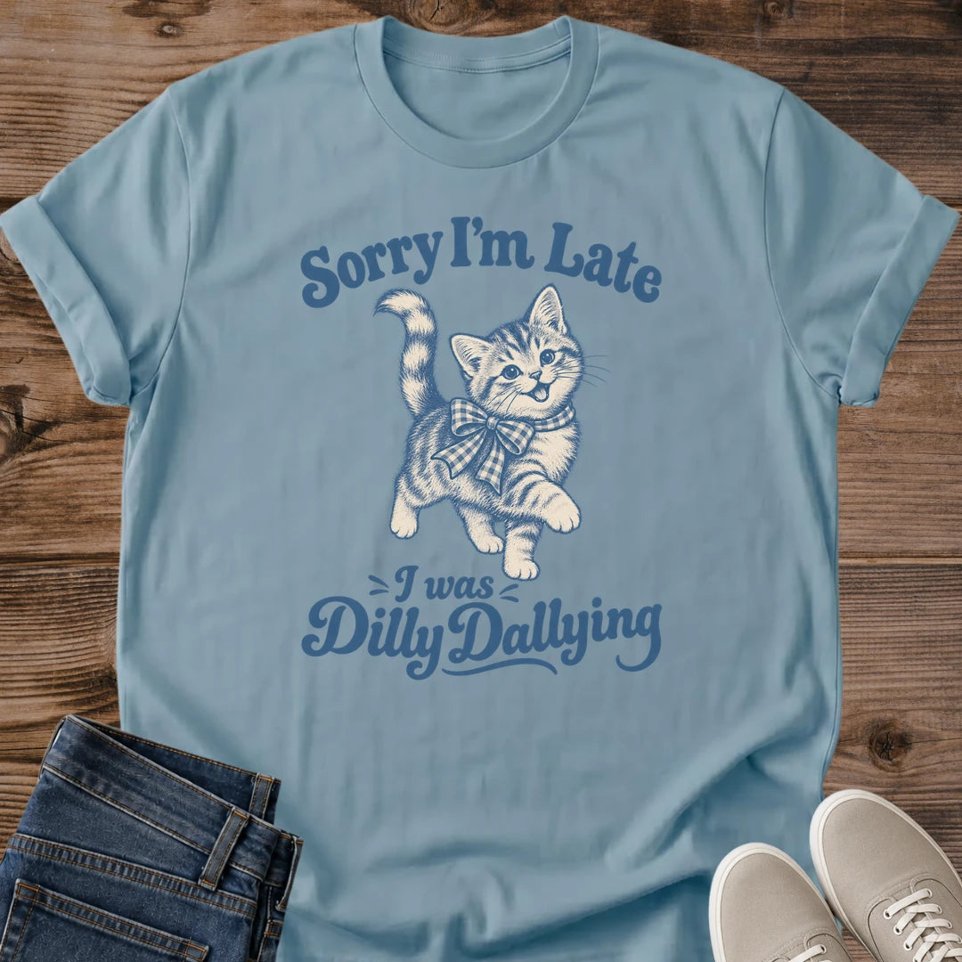 Funny Cat Shirt – Sorry I'm Late Vintage Kitten Graphic Tee