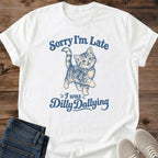 Vintage Kitten Graphic Tee Retro Style Cat Shirt Illustrated Design Soft Ring Spun Cotton Fabric Comfortable Casual Wear Humorous Cat Lover Gift Breathable Lightweight Material Everyday Outfit Essential Novelty Statement Shirt Perfect Gift