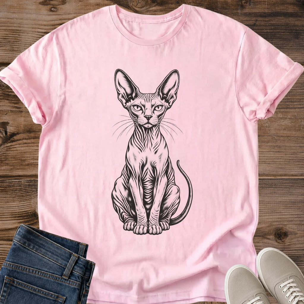 Hairless Cat Shirt Sphynx Stare Tee Sitting Sphynx Cat Fine Line Illustration Big Ears Wrinkled Cat Art Sphynx Owner Shirt Cat Owner Gift For Her Cat Dad Tee Sphynx Breed Tee Hand Drawn Cat Shirt Soft Cotton Unisex Shirt Cat Whisker Co