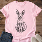 Hairless Cat Shirt Sphynx Stare Tee Sitting Sphynx Cat Fine Line Illustration Big Ears Wrinkled Cat Art Sphynx Owner Shirt Cat Owner Gift For Her Cat Dad Tee Sphynx Breed Tee Hand Drawn Cat Shirt Soft Cotton Unisex Shirt Cat Whisker Co