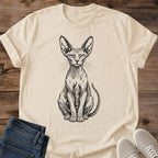 Sphynx Cat Shirt Sand Hairless Cat Tee Sphynx Cat Sketch Graphic Vintage Pencil Drawing Cat Shirt Sphynx Mom Gift Sphynx Dad Tee Hairless Cat Lover Gift Minimal Cat Art Tee No Text Cat Design Gildan 64000 Softstyle Unisex Cat Whisker Co