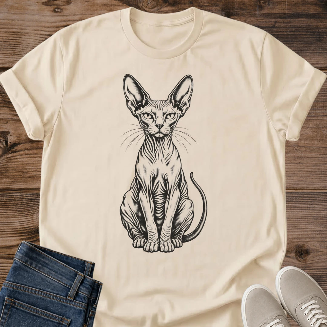 Sphynx Cat Shirt Sand Hairless Cat Tee Sphynx Cat Sketch Graphic Vintage Pencil Drawing Cat Shirt Sphynx Mom Gift Sphynx Dad Tee Hairless Cat Lover Gift Minimal Cat Art Tee No Text Cat Design Gildan 64000 Softstyle Unisex Cat Whisker Co