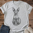 Hairless Cat Shirt Sphynx Stare Tee Sitting Sphynx Cat Fine Line Illustration Big Ears Wrinkled Cat Art Sphynx Owner Shirt Cat Owner Gift For Her Cat Dad Tee Sphynx Breed Tee Hand Drawn Cat Shirt Soft Cotton Unisex Shirt Cat Whisker Co