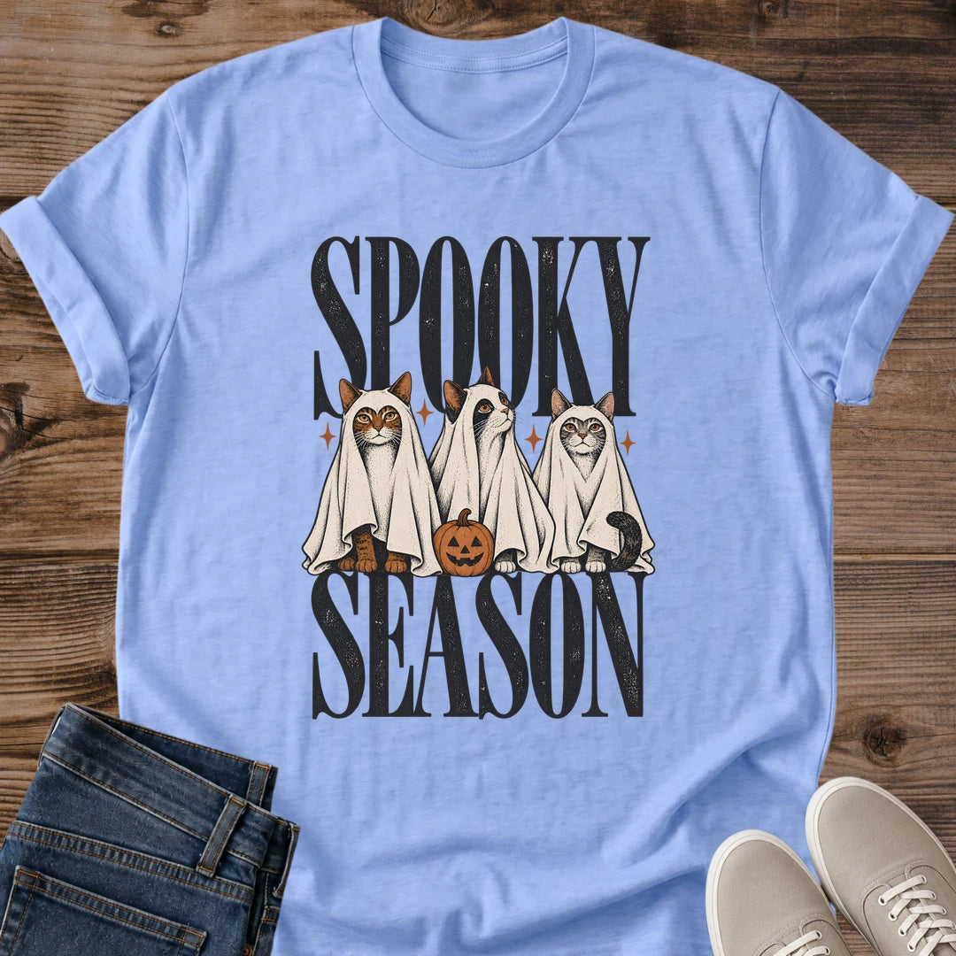 Vintage Cat Lover Tee Spooky Season Ghost Costume Cats Pumpkin Design Cotton Cat Mom Gift Shirt Halloween Aesthetic Softstyle Ring Spun Fabric Relaxed Retail Fit Casual Weekend Layering Statement Piece Everyday Wear