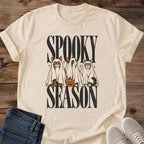 Ghost Cat Tee Spooky Season Three Cats Pumpkin Design Halloween Cat Lover Gift For Her Softstyle Cotton Comfortable Relaxed Fit Casual Weekend Wear Vintage Print Cat Mom Statement Apparel Everyday Layering Piece For Fun