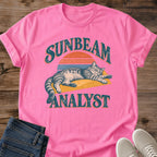 Sunbeam Analyst Funny Cat Shirt Gold Retro Sunset Cat Tee Tabby Cat Napping In Sunbeam Graphic Vintage 70s Style Cat Shirt Lazy Cat Humor Tee Cat Lover Gift Gift For Her Cat Mom Shirt Gildan 64000 Softstyle Unisex Cat Whisker Co