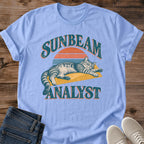 Napping Cat Shirt Sunbeam Analyst Tee Sleepy Tabby Cat Sunbathing Illustration Retro Sunset Stripes Graphic Funny Cat Job Title Shirt Cat Owner Gift For Her Cat Dad Shirt Nap Lover Tee Soft Cotton Unisex Shirt Cat Whisker Co