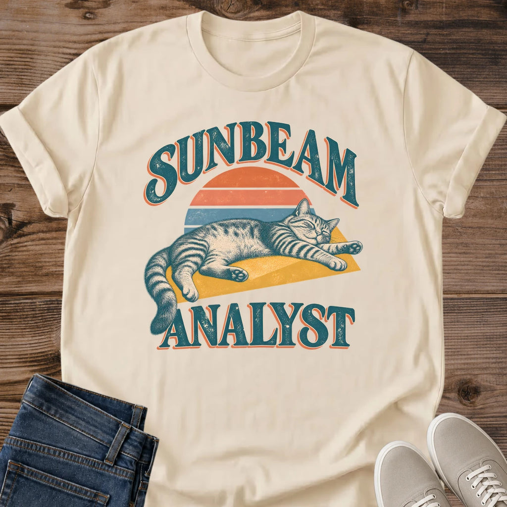 Cat Lover Gift Sunbeam Analyst Shirt Funny Office Humor Cat Tee Gift For Data Analyst Coworker Gift Retro Sunset Cat Graphic Birthday Gift For Cat Owner Christmas Gift For Cat Mom Cat Person Tee Gildan Softstyle Cotton Tee Cat Whisker Co