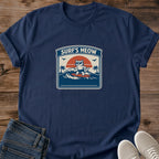 Retro Beach Tee Vintage Surf Shirt Cat Surfing Design Orange Tabby Graphic Funny Animal Tshirt Sunset Wave Pattern Teal Coral Pink Colors Natural Sand Base Soft Cotton Blend Cat Lover Gift Beach Themed Apparel Summer Casual Wear Unisex