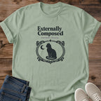Funny Cat Shirt Vintage Black Cat Design Relatable Humor Graphic Tee Witty Statement Shirt Soft Cotton Fabric Comfortable Everyday Wear Casual Style Tee Cute Cat Lover Gift Sarcastic Humor Apparel Relaxed Fit Shirt Trendy Graphic Design