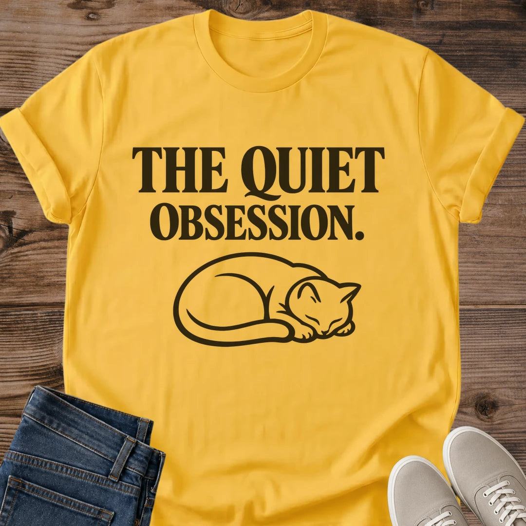 Soft Cotton Crew Neck Tee Comfortable Ring Spun Fabric Cat Illustration Design Minimalist Graphic Shirt Lightweight Everyday Wear Essential Casual Wardrobe Staple Whimsical Animal Print Centered Chest Design Perfect Layering Piece Travel