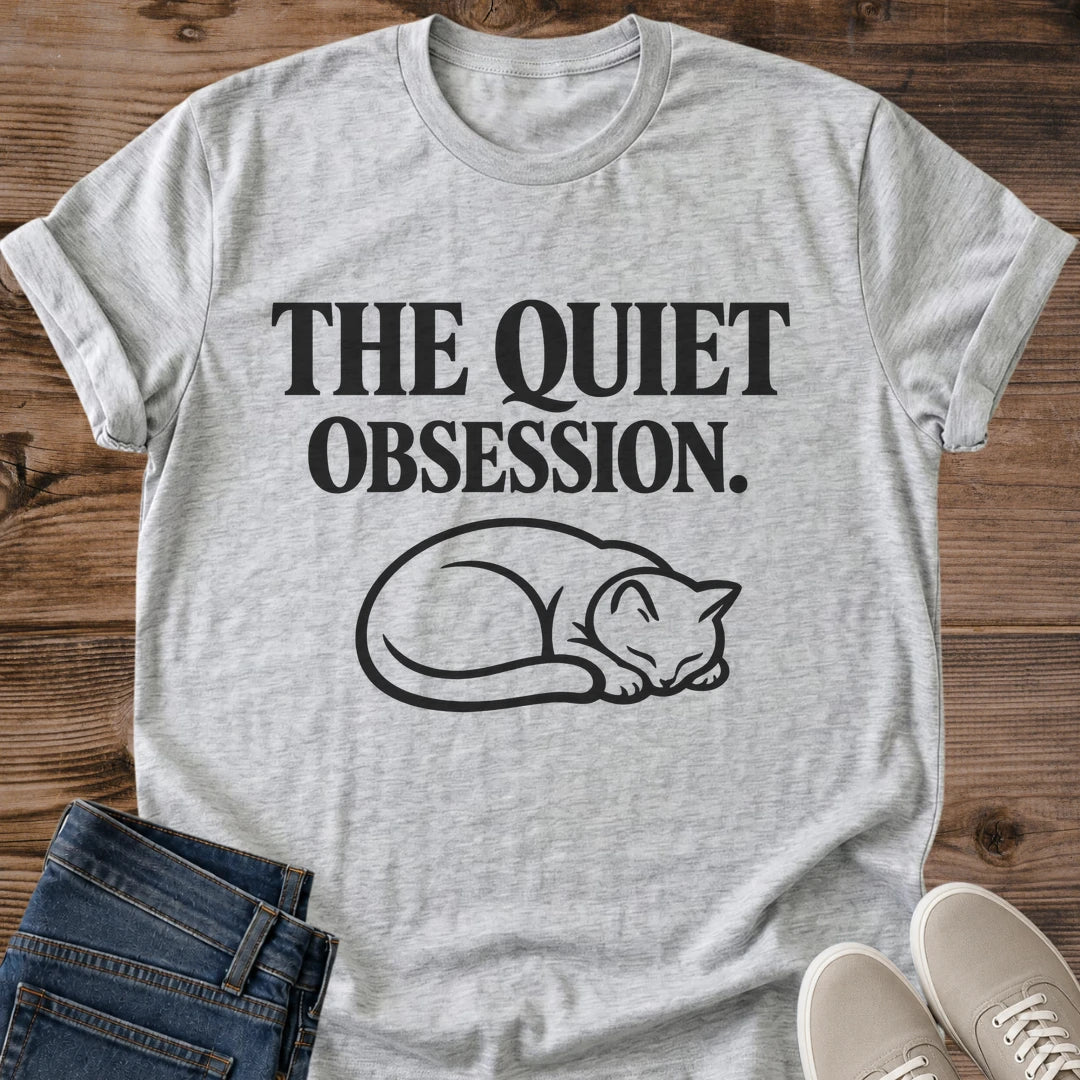 Cat Illustration Graphic Tee Minimalist Animal Design Soft Cotton Crew Neck Shirt Whimsical Nature Inspired Print Centered Chest Artwork Comfortable Everyday Casual Wear Lightweight Fabric Perfect Gift Animal Lover Understated Style Refined