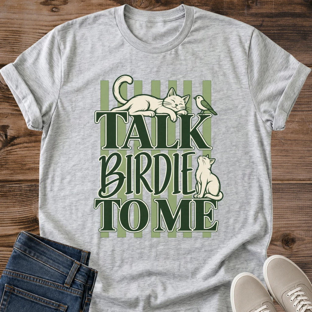 Cat Pun Shirt Talk Birdie To Me Cat Mom Tee Bird Watching Cat Gift Retro Striped Cat Design Cat Humor Shirt For Women And Men Cat Dad Gift Holiday Gift For Cat Owner Cats And Birds Tee Soft Cotton Unisex Tee Cat Whisker Co