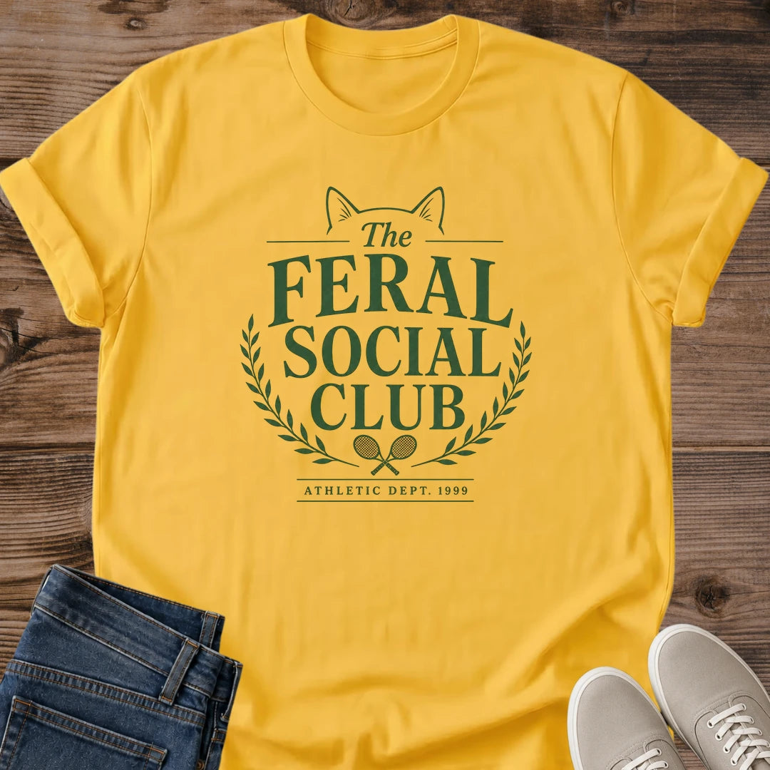 Vintage Graphic Tee Cat Lover Shirt Retro Athletic Department Design Feral Cat Theme Forest Green Apparel Funny Pet Owner Gift Casual Wear Essential Novelty Animal Shirt Bold Statement Tee Humorous Cat Design Perfect Gift For Pet Parent