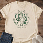 Graphic Tee Collection Funny Cat Shirt Vintage Athletic Design Feral Cat Theme Pet Owner Apparel Forest Green Casual Shirt Humorous Animal Lover Gift Perfect Cat Parent Tee Retro Style Design Bold Statement Fashion Novelty Pet Enthusiast