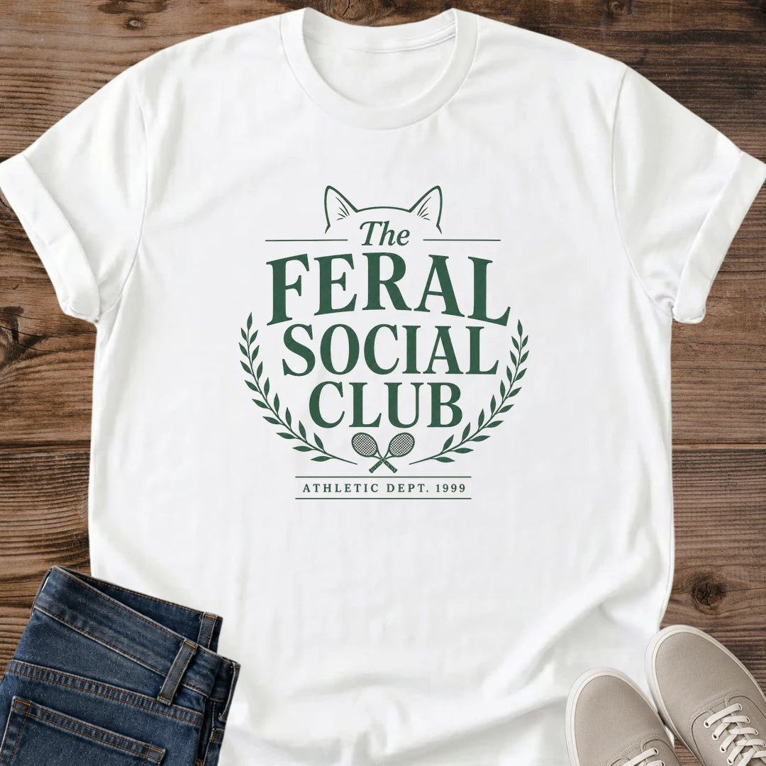 Cat Lover Shirt Funny Pet Owner Tee Vintage Athletic Design Feral Cat Theme Graphic Shirt Forest Green Casual Apparel Humorous Animal Gift Perfect For Cat Enthusiast Retro Style Tee Bold Statement Design Novelty Pet Parent Fashion Essential