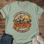 Cat Lover Gift Adventure Awaits Cat Shirt Explore Outdoors Tee Vintage Mountain Graphic Hiking Gift For Cat Owner Birthday Gift For Cat Mom Christmas Gift For Cat Dad Camping Lover Gift Cat Person Tee Gildan Softstyle Cotton Tee Cat Whisker Co