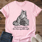Knitting Cat Shirt Little Crafts Tee Cat With Knitting Needles And Yarn Ball Pencil Illustration Elegant Script Text Funny Crafter Shirt Cat Owner Gift For Her Yarn Lover Tee Fiber Arts Gift Soft Cotton Unisex Shirt Cat Whisker Co