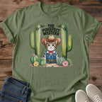 Casual Comfort Shirt Funny Cat Graphic Western Cowboy Design Tee Humorous Fashion Statement Cat Lover Apparel Novelty Gift Collection Bold Print Design Everyday Wear Choice Comfortable Cotton Blend Unique Style Statement Birthday Gift Idea
