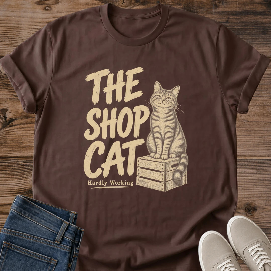 Cat Graphic Tee Retro Tabby Design Soft Cotton Shirt Casual Everyday Wear Comfortable Fit Cat Lover Gift Vintage Style Feline Fashion Statement Relaxed Crew Neck Tshirt Lightweight Breathable Fabric Perfect Daily Outfit Animal Lover Apparel