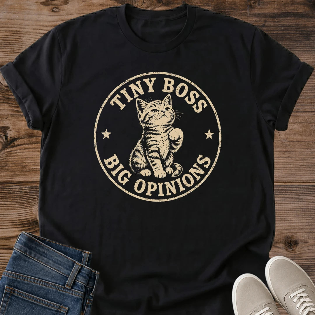 Casual Graphic Tee Soft Cotton Shirt Retro Kitten Design Print Vintage Cat Apparel Comfortable Crew Neck Fit Lightweight Everyday Wear Ring Spun Fabric Quality Relaxed Weekend Style Pet Lover Gift Novelty Statement Piece Distressed Print