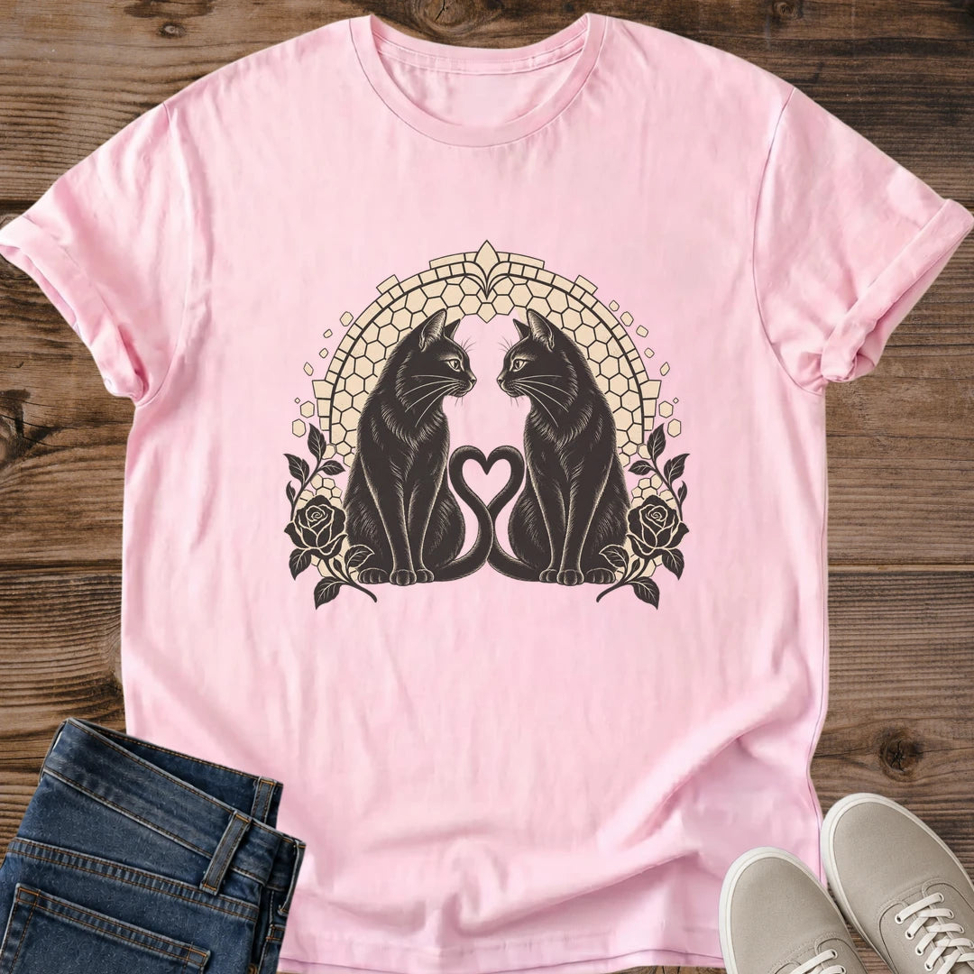 Two Black Cats Shirt Twin Souls Cat Mom Tee Soulmate Cat Gift Vintage Gothic Cat Design Cat Shirt For Women And Men Cat Dad Gift Holiday Gift For Cat Owner Bonded Cats Tee Spooky Season Cat Soft Cotton Unisex Tee Cat Whisker Co