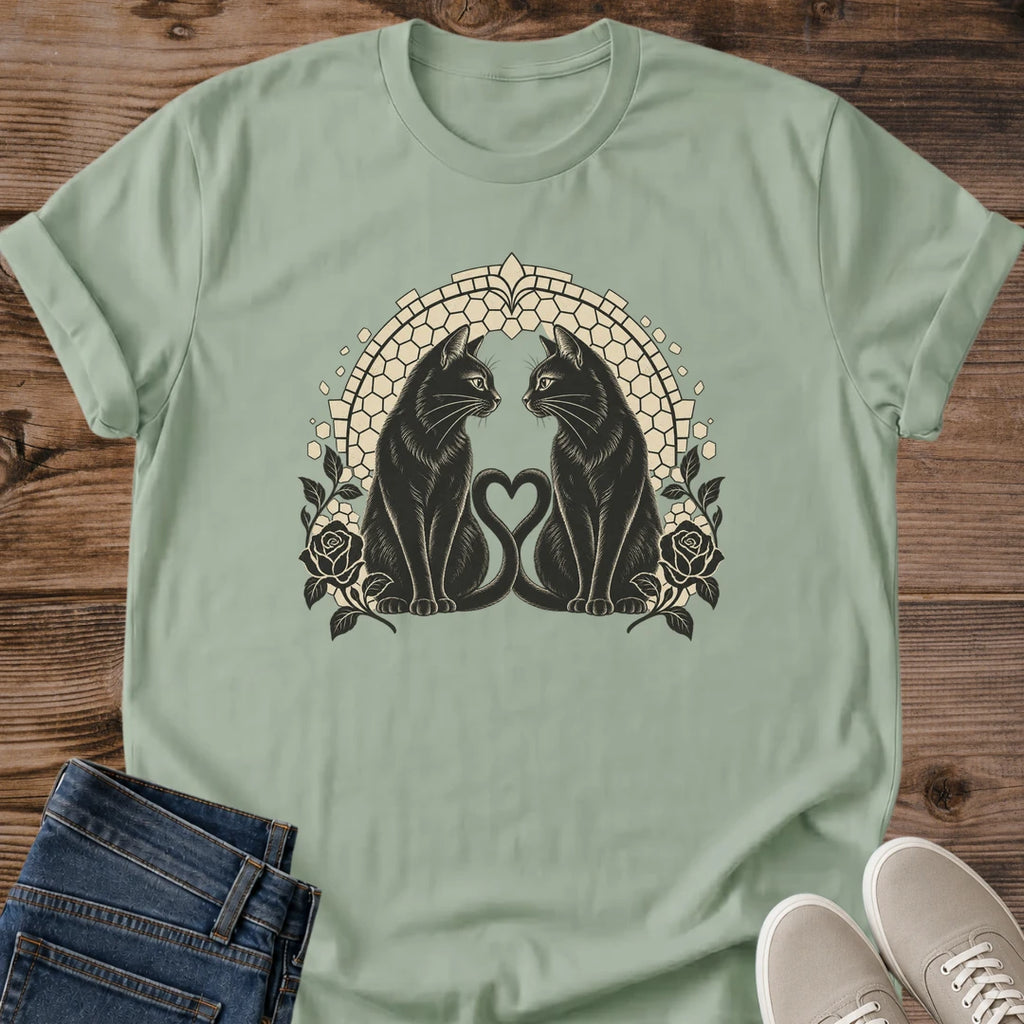 Cat Lover Gift Twin Souls Black Cat Shirt Heart Tail Cats Tee Valentines Day Cat Shirt Anniversary Gift For Cat Lovers Christmas Gift For Cat Mom Halloween Black Cat Tee Cat Person Shirt Gildan Softstyle Cotton Tee Cat Whisker Co