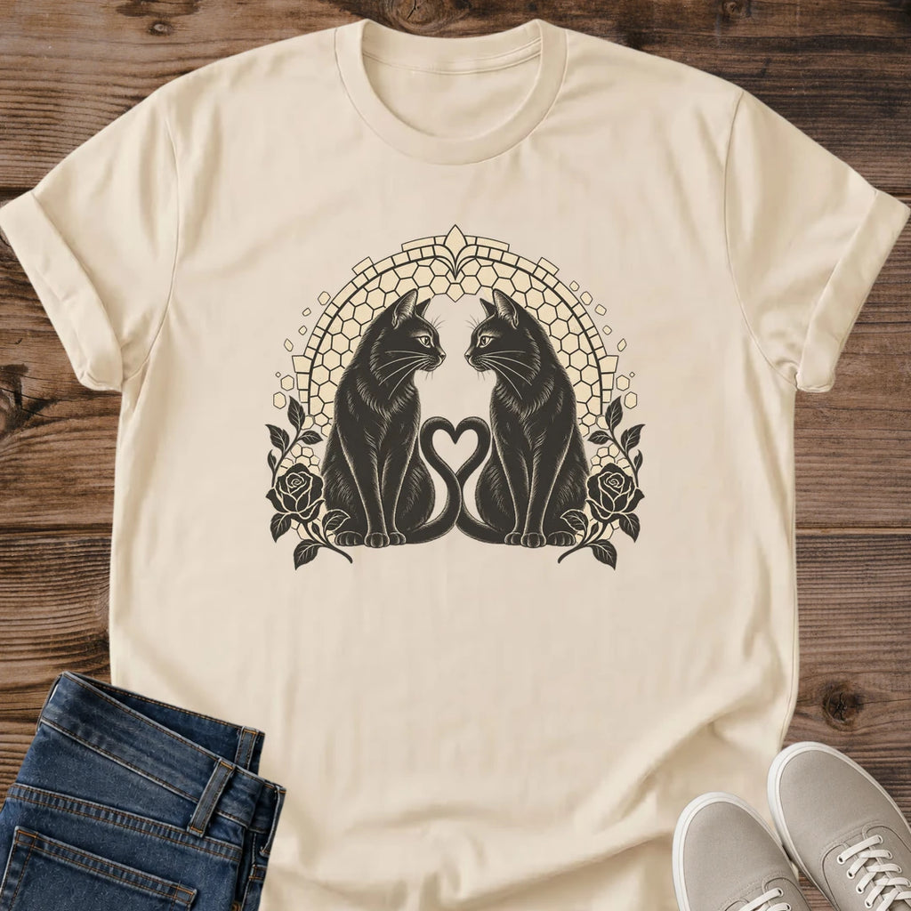 Cat Lover Gift Twin Souls Black Cat Shirt Heart Tail Cats Tee Valentines Day Cat Shirt Anniversary Gift For Cat Lovers Christmas Gift For Cat Mom Halloween Black Cat Tee Cat Person Shirt Gildan Softstyle Cotton Tee Cat Whisker Co