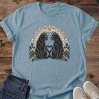 Black Cat Shirt Twin Souls Art Deco Tee Two Black Cats Silhouette Heart Design Gold Lattice Arch And Roses Graphic Witchy Cat Shirt Cat Owner Tee Gift For Cat Lovers Dark Romantic Tee Unisex Ringspun Cotton Shirt Cat Whisker Co