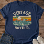 Retro Sunset Graphic Tee Classic Car Design Vintage Automobile Shirt Comfortable Cotton Crew Neck Casual Everyday Wear Nostalgic Fashion Piece Palm Tree Striped Pattern Car Enthusiast Gift Essential Relaxed Fit Apparel Weekend Casual Outfit