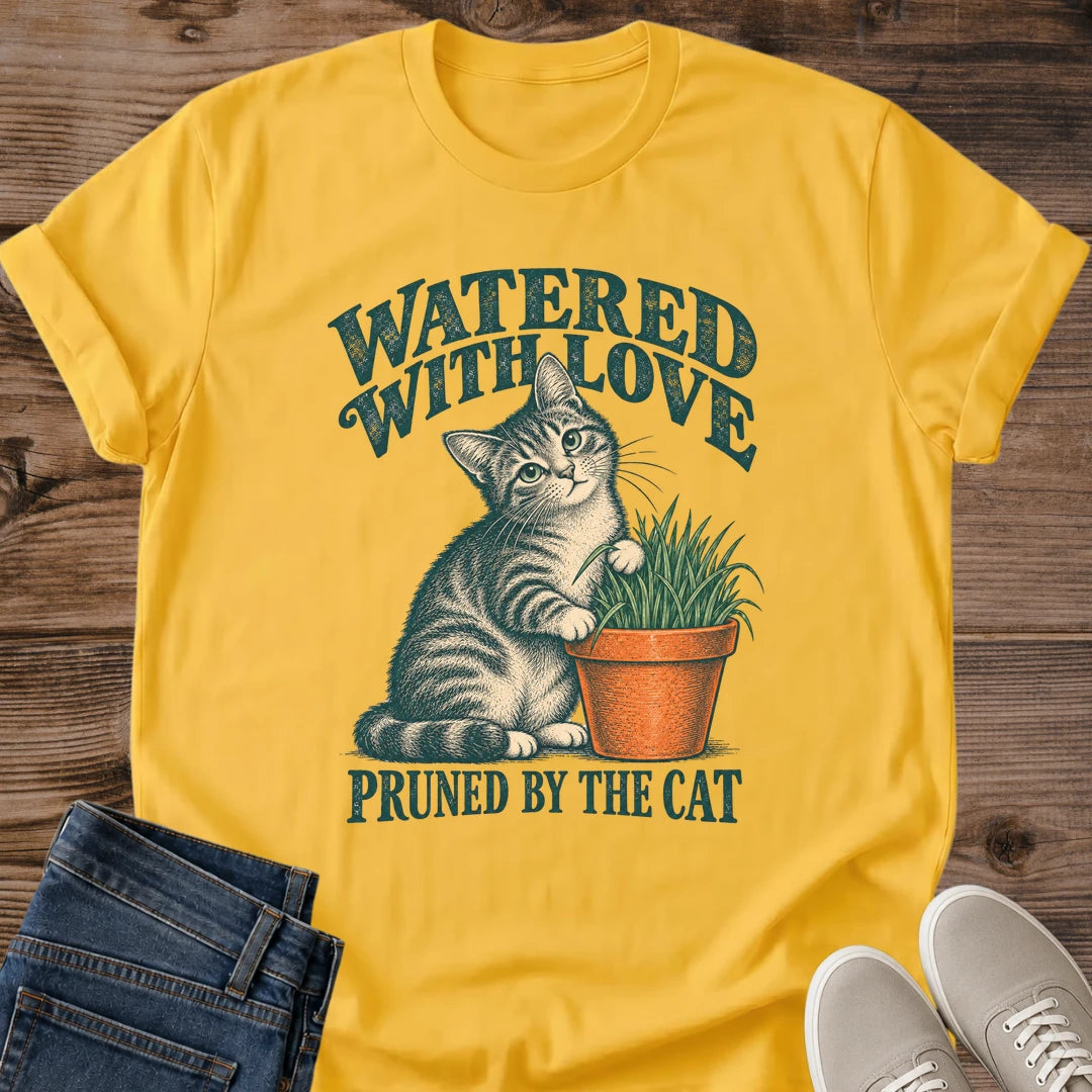 Funny Plant Mom Shirt Pruned By The Cat Cat Mom Tee Plant And Cat Lover Gift Retro Botanical Cat Design Gardening Shirt For Women And Men Cat Dad Gift Holiday Gift For Plant Parent Indoor Garden Tee Soft Cotton Unisex Tee Cat Whisker Co