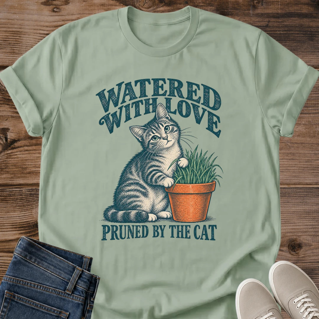 Plant Mom Cat Shirt Pruned By The Cat Tee Curious Tabby Cat Nibbling Potted Plant Illustration Cottagecore Garden Cat Design Funny Plant Lover Shirt Cat Owner Gift For Her Cat Dad Tee Soft Cotton Unisex Shirt Cat Whisker Co