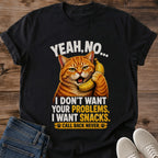 Antisocial Humor Tee Funny Cat Graphic Shirt Orange Tabby Holding Banana Phone Sarcastic Message Design Cat Lover Gift Idea Novelty Apparel Casual Wear Statement Piece Comfortable Cotton Everyday Tee Conversation Starter Birthday Present