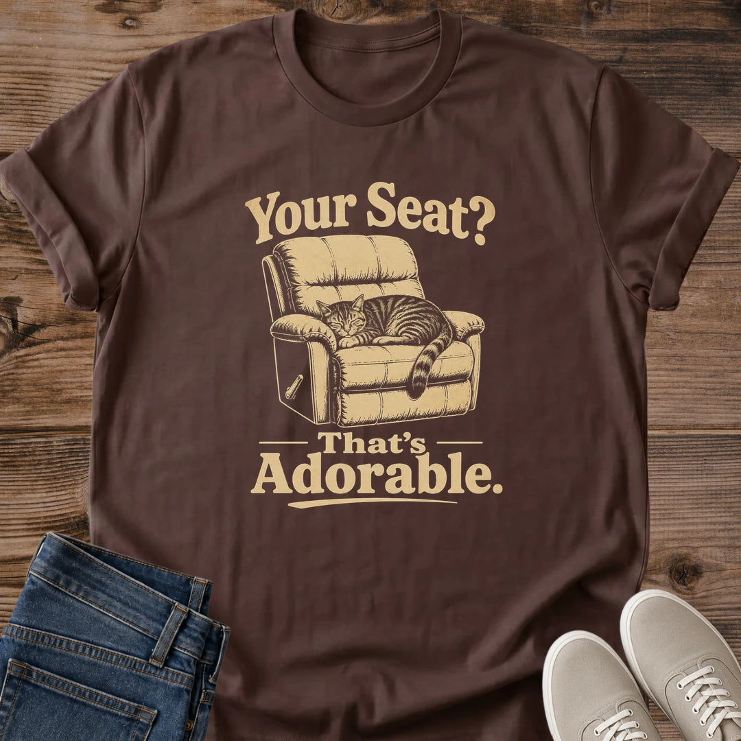 Funny Cat Shirt Sarcastic Tee Cat Lover Gift Vintage Print Design Cozy Armchair Graphic Tee Shirt Ring Spun Cotton Tee Soft Everyday Wear Casual Cat Owner Gift Novelty Graphic Tee Relaxed Fit Shirt Cat Themed Apparel Comfortable Cotton Tee