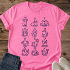 Graphic Tee Design Hand Drawn Zodiac Cats Astrology Line Art Shirt Minimalist Style Collection Soft Casual Fabric Everyday Wear Essential Cat Lover Apparel Perfect Astrology Gift Idea Horoscope Fan Clothing Modern Clean Design Birthday